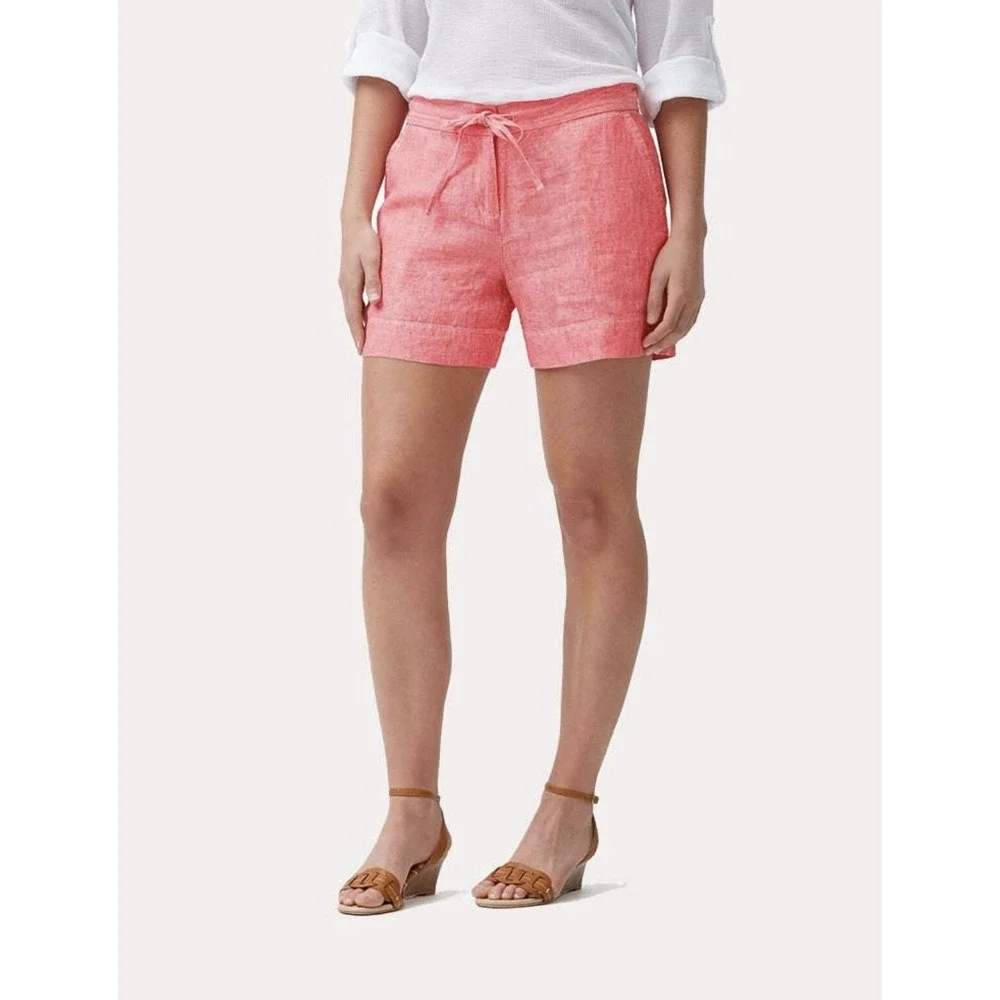 Tommy Bahama Palmbray Linen Shorts Coral Pink Size‎ Large L Drawstring 5